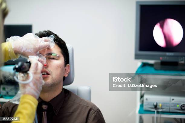 Rhinoscopy In The Hospital Stock Photo - Download Image Now - Nose, Otolaryngologist, Camera - Photographic Equipment