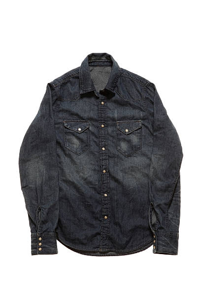 istock Blue denim shirt isolated on white 183829995