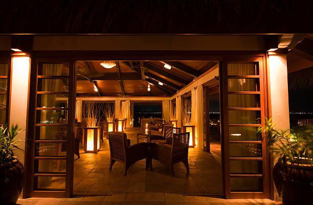 istock stylish luxury villa home exterior  at night 183830021