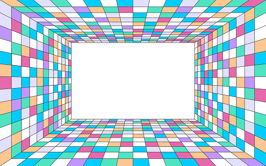 Depth grid tunnel modern disco tile motion modern background.