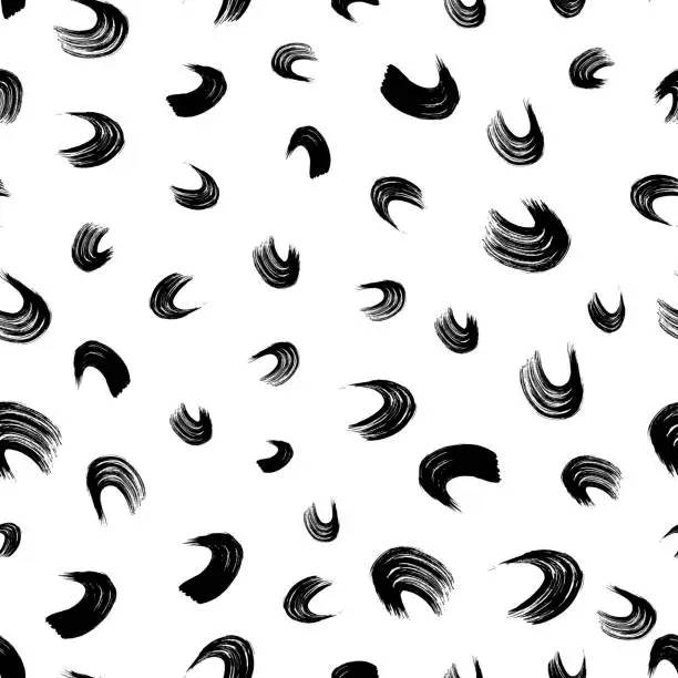 Vector illustration of Seamless pattern with black wavy grunge brush strokes