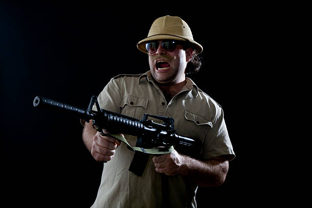 male military officer on military background