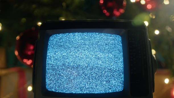 istock Christmas Static television with white noise and flickering 1838325499