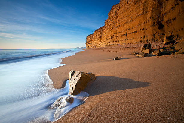 Burton Bradstock Cliffs "The beautiful golden cliffs at Burton Bradstock, Dorset, U.K" dorset uk stock pictures, royalty-free photos & images