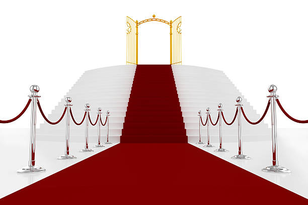istock Red carpet with golden gate 183833753