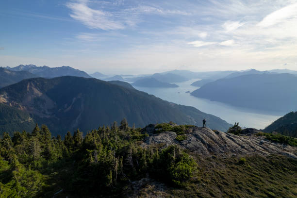 istock Aerial view of hiker on mountain ridge 1838341714