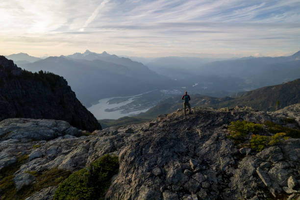 istock Aerial view of hiker on mountain ridge 1838341717