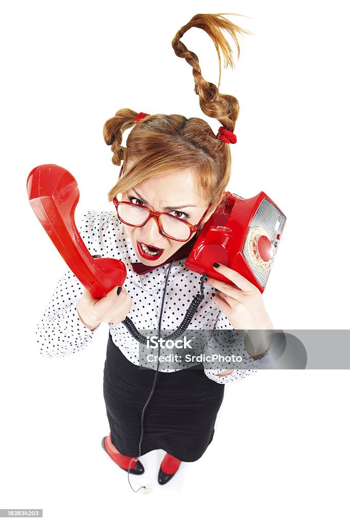 Злая Деловая женщина носить очки Визжать на телефоне - Стоковые фото 20-24 года роялти-фри