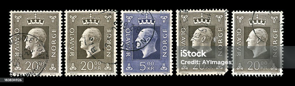 Re Olav V di Norvegia francobolli - Foto stock royalty-free di Francobollo postale