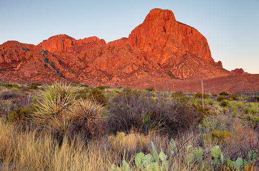 Early morning light on the Chisos mountains in Big Bend National Park located in the U.S. state of Texas