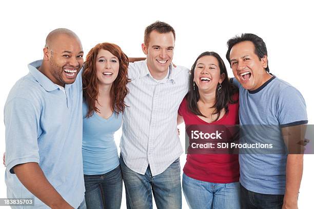 Small Group Of Diverse Adults Laughing Stock Photo - Download Image Now - 30-39 Years, Adult, Adults Only