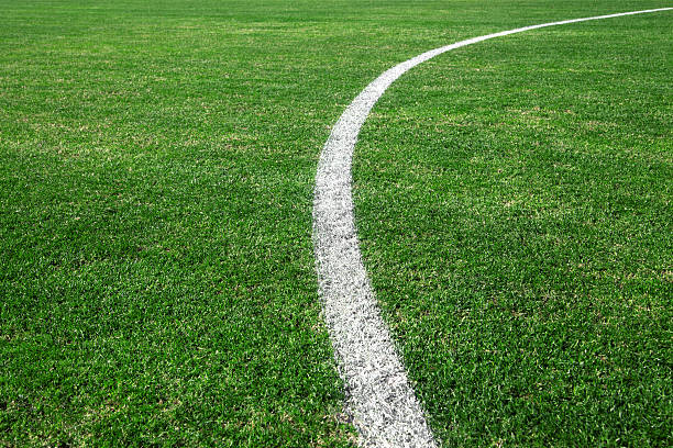 soccer field - soccer field soccer grass green stock-fotos und bilder