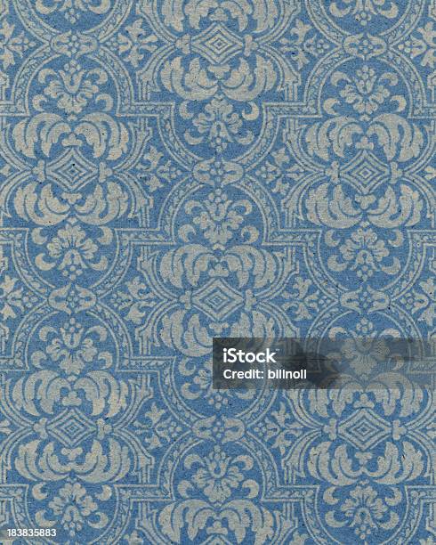Papel Azul Com Padrão Floral - Fotografias de stock e mais imagens de Plano de Fundo - Plano de Fundo, Estilo Vitoriano, Padrão