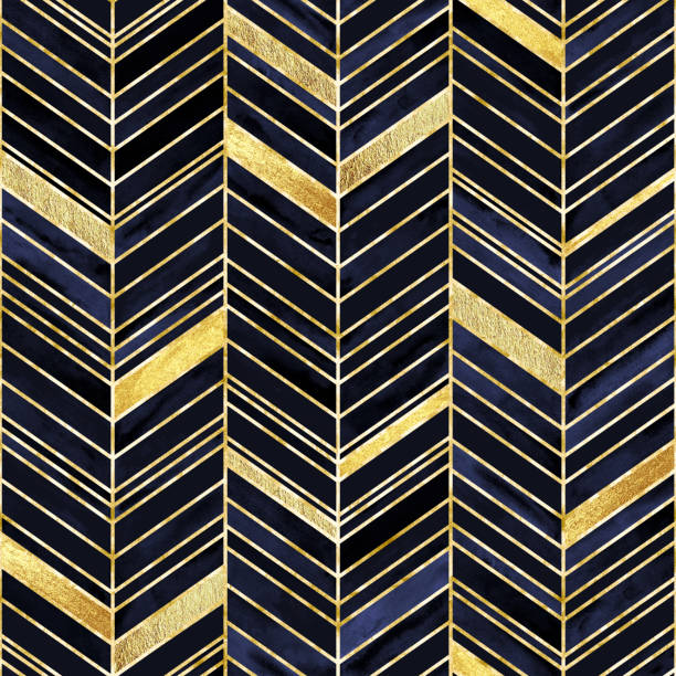 istock Abstract watercolor indigo navy blue brushstrokes holiday chevron seamless pattern 1838360538