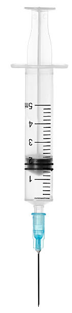 Disposable medical syringe isolated on a white background stock photo