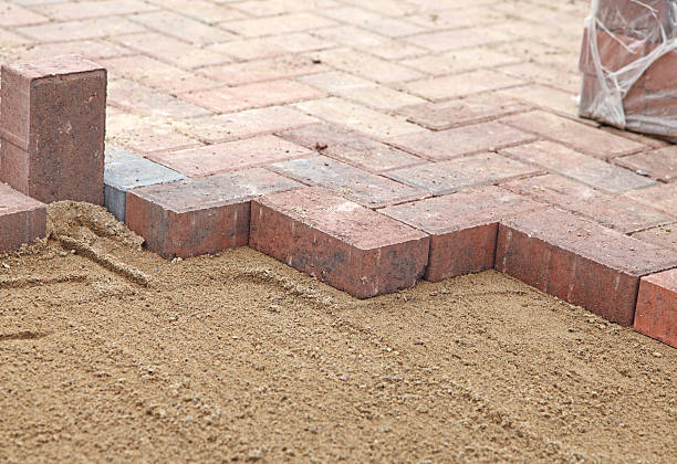 novo bloco pavimentação - driveway brick paving stone interlocked imagens e fotografias de stock
