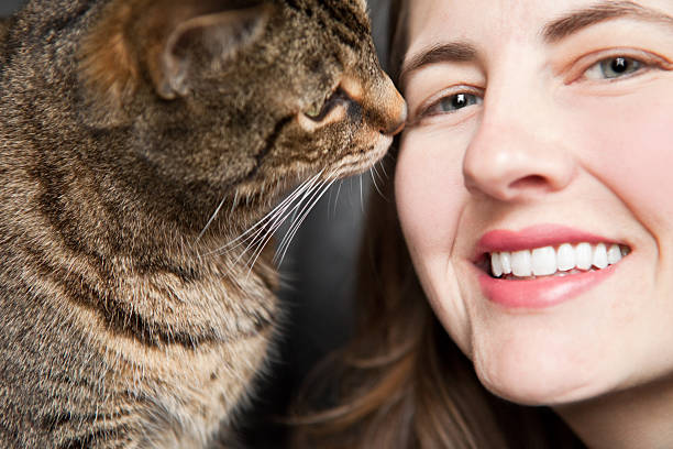 istock Cat About to Kiss Woman's Face 183837221
