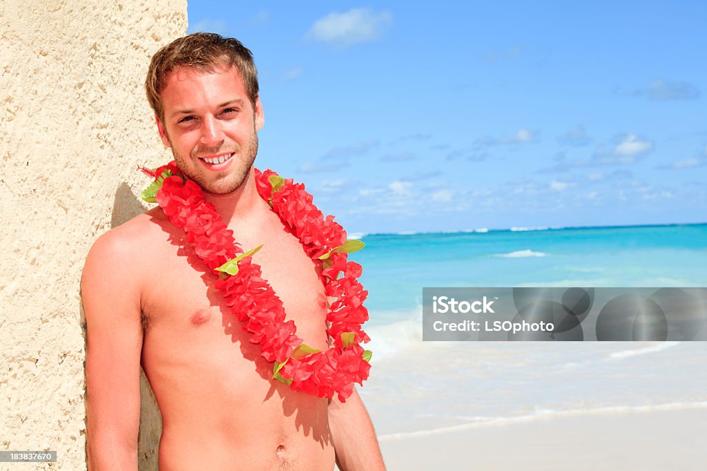 Tropical Vacancy - Happy Tourist Flower Necklace Happy Tourist Flower Necklace  Adult Stock Photo