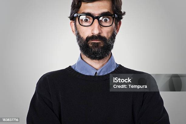 Middle Aged Man With Heavy Rimmed Glasses Stock Photo - Download Image Now - Bizarre, Men, Adult