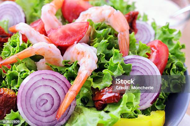 Delicious Shrimps Salad Stock Photo - Download Image Now - Appetizer, Arugula, Cherry Tomato