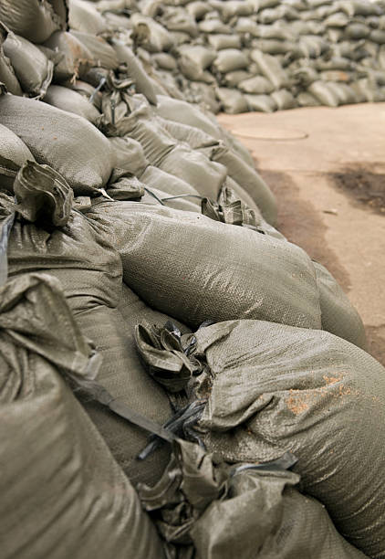 istock Sandbag Wall Prepared for a Major River Flood 183837915