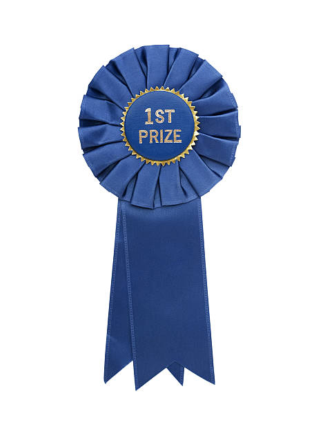 azul ribbon - primer puesto fotografías e imágenes de stock