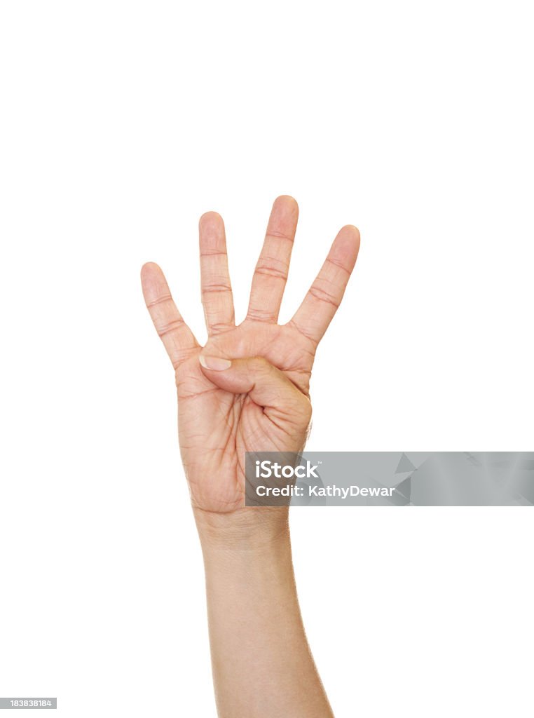 Langage des signes américain numéro quatre - Photo de Adulte libre de droits