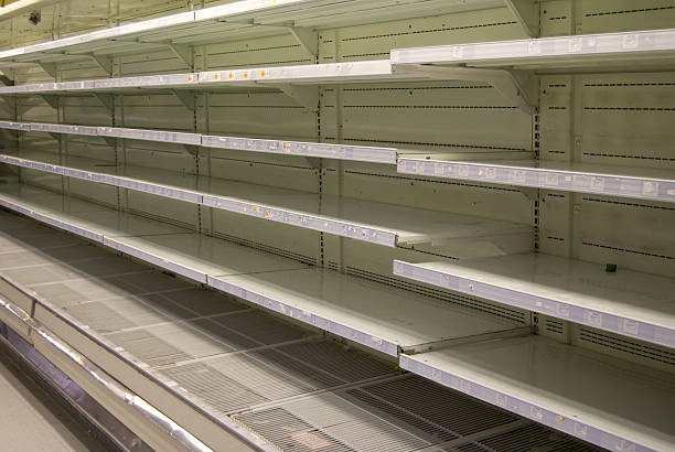 Empty Refrigerated Supermarket Shelves