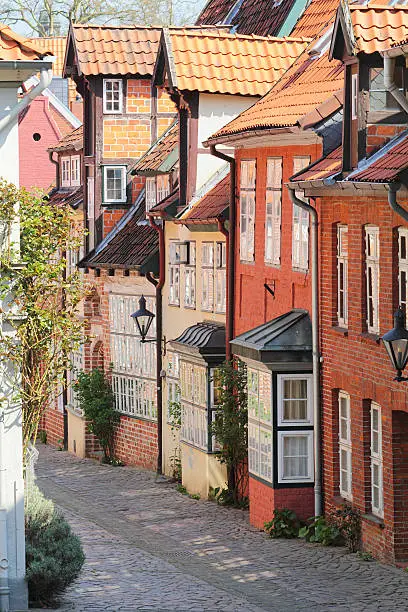 Historical buildings in the old part of town. Lüneburg.