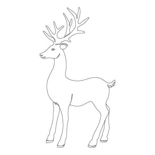 Vector illustration of Christmas Reindeer Continuous Line Drawing with Editable Stroke