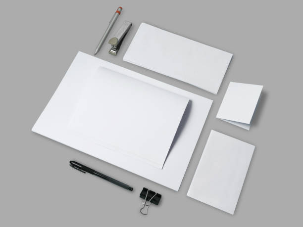 istock Blank empty white paper, card, envelope stationary mock up copy space template 1838386389