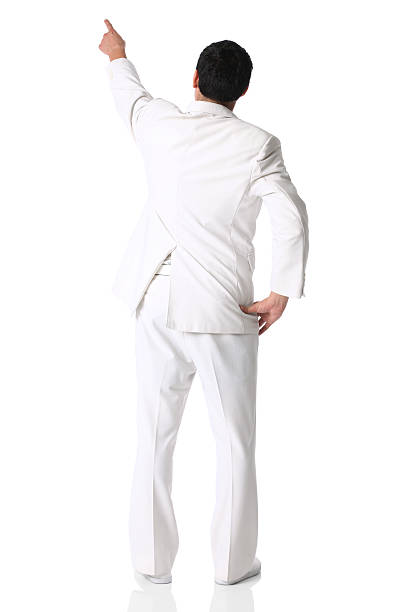 Rear view of a businessman pointing with finger