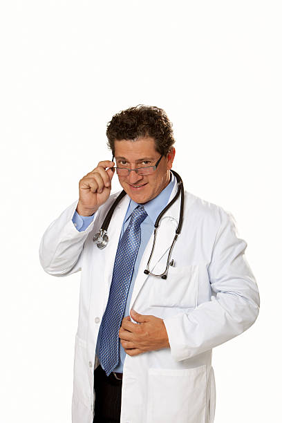 Portrait of Doctor Looking over his Glasses stock photo