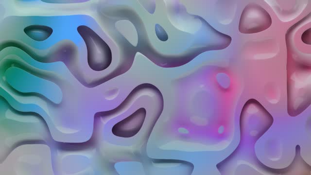 Looped 3D abstract animation of volumetric liquid waves. Multicolor gradient wavy pattern. Stylish abstract 3D animation