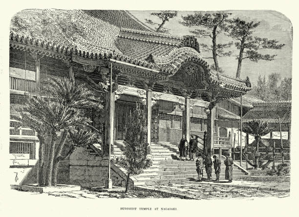 istock Japanese Buddhist temple at Nagasaki, Japan History, Architecture, 19th Century 1838400220