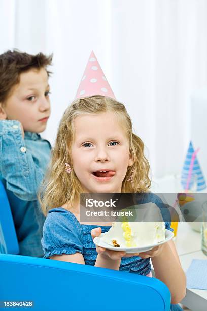 Cute Girl With Cake Stock Photo - Download Image Now - 6-7 Years, Birthday, Birthday Cake