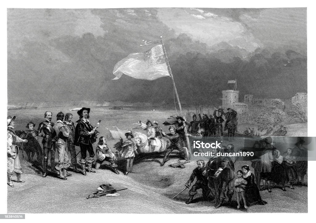 Raising the Royal Standard - Lizenzfrei Bürgerkrieg Stock-Illustration
