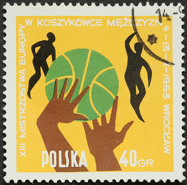 istock basketball on an old Polish postage stamp 183840569