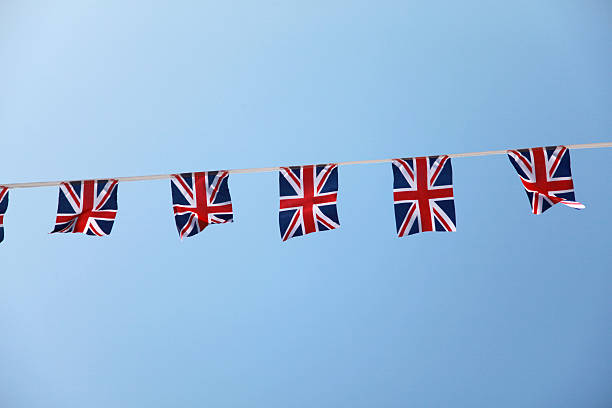 우니온 잭볼 장식용 깃발 - british flag bunting flag english culture 뉴스 사진 이미지