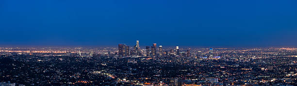 istock Aerial Panoramic View of Los Angeles at Twilight 183841664