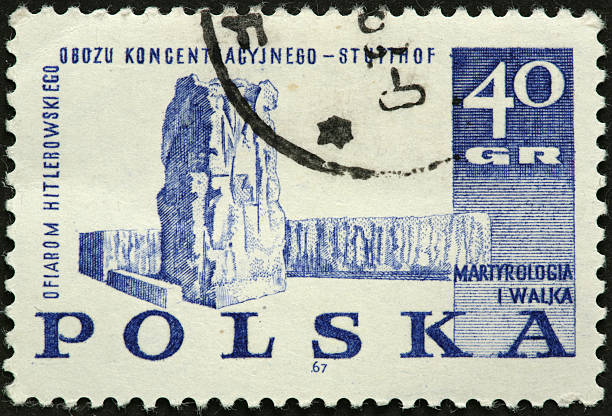 istock large stone monument of an old Polish stamp 183842073