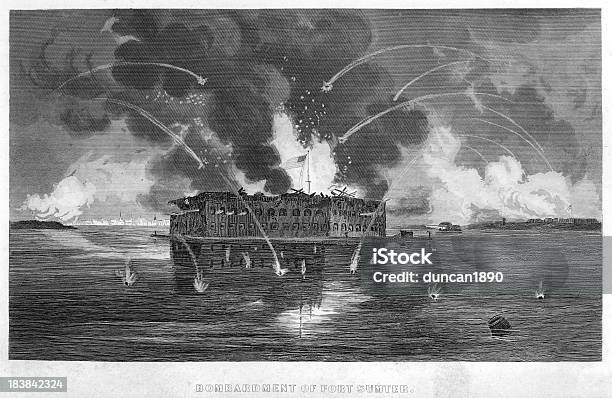 Vetores de Bombardment De Fort Sumter e mais imagens de Forte Sumter - Forte Sumter, Canhão, Agressão