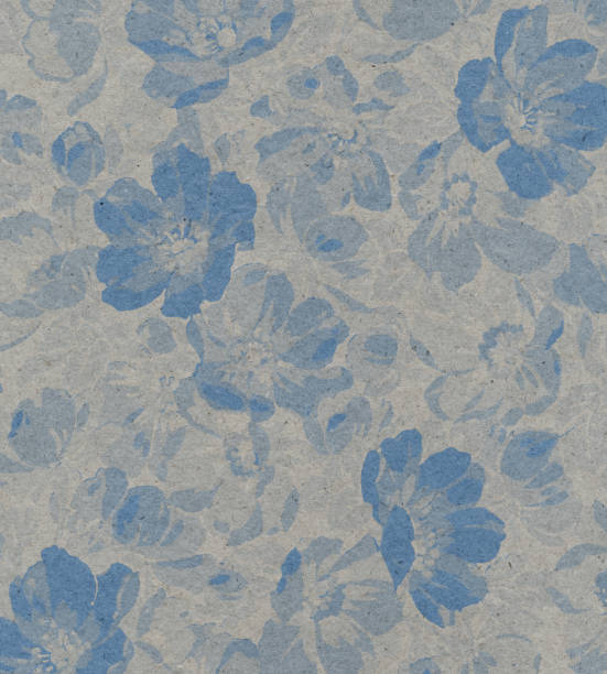 drab blue paper with floral pattern Please view more authentic floral patterns here: regency style stock pictures, royalty-free photos & images