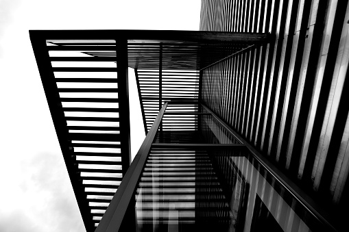 Contemporary building against stormy sky. High contrast image.\u2028http://www.massimomerlini.it/is/black&white.jpg\u2028http://www.massimomerlini.it/is/abstractarchitecture.jpg