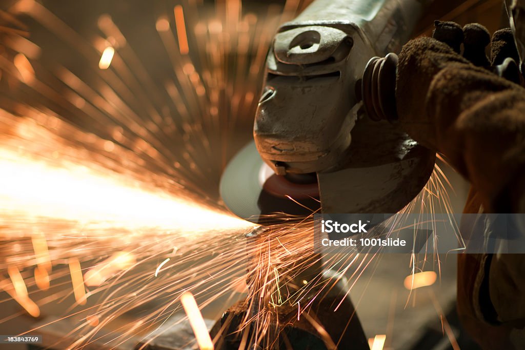 Schleifen mit sparks - Lizenzfrei Baugewerbe Stock-Foto