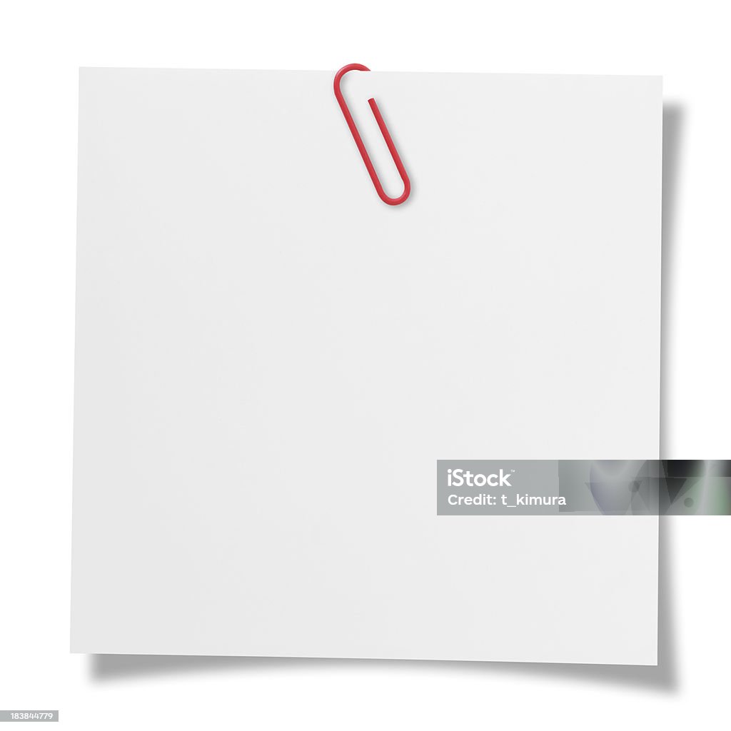 Blank note Blank note with paper clip. Paper Clip Stock Photo