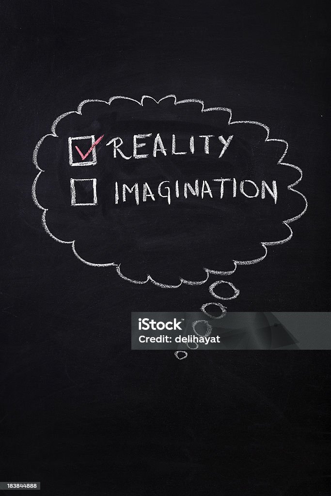 La réalité ou l'Imagination - Photo de Bulle de pensée libre de droits