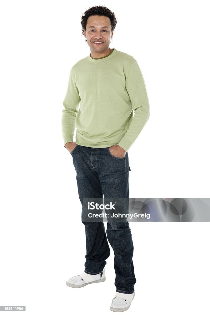 Raza mixta hombre de mediana edad Aislado en blanco - Foto de stock de Sólo hombres libre de derechos