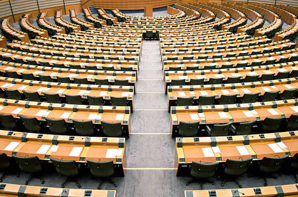 istock Empty Seats in Assembly Room European Parliament 183845218