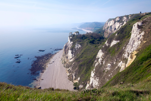 Dramatic cliff path between Branscombe and Beer in South Devon